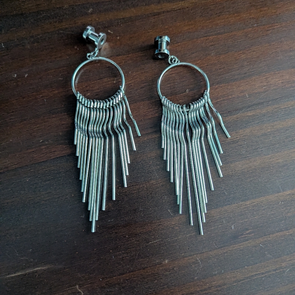 4 Gauge Surgical Steel Dangle Earrings